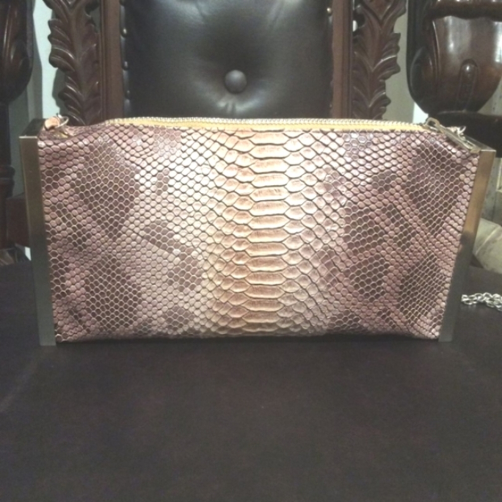 Faux snake skin purse, Retangle, chrome Detail  NWT 🐍